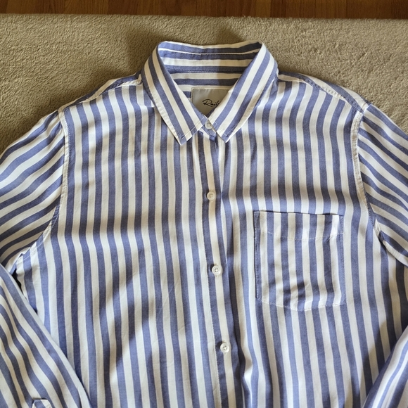 Rails Val Blue White Stripe tie front button up shirt size medium - Picture 5 of 14